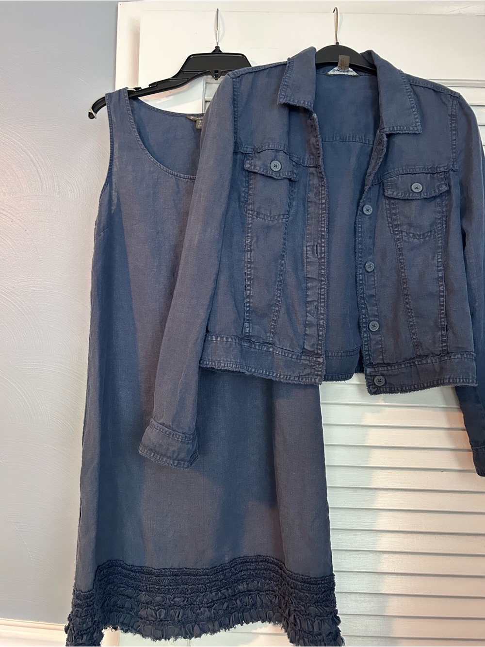 Tommy Bahama navy linen dress and jacket